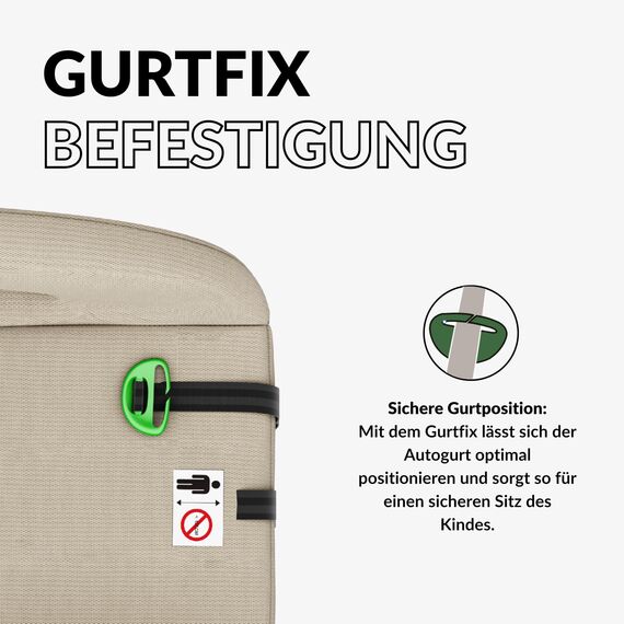 OWEN Sitzerhöhung Auto mit ISOFIX | Kindersitz mit Memory-Schaum & Wechselbezug | Für 15–36 kg (6–12 Jahre) | ECE R129 geprüft | ergonomisch & leicht | Bezug waschbar – beige