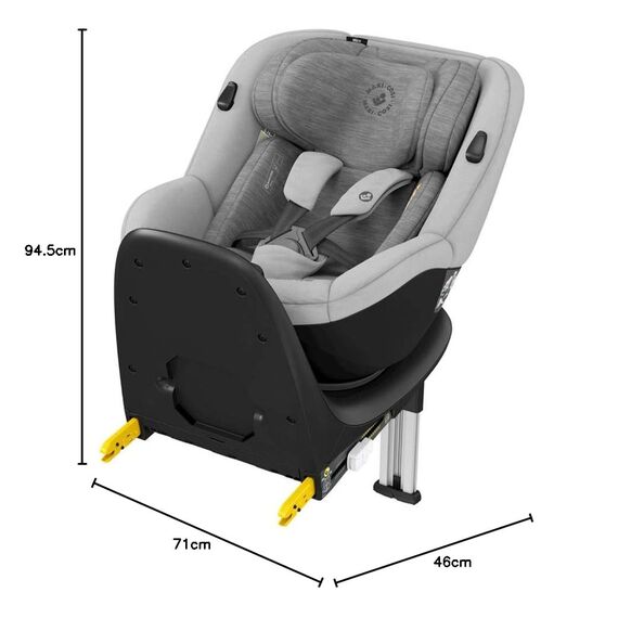 Maxi-Cosi Mica, 360° drehbarer i-Size Kindersitz inkl. ISOFIX Basis, Gruppe 0+/1 Autositz (bis ca. 105 cm / 18 kg), G-CELL Seitenschutz, nutzbar ab der Geburt bis ca. 4 Jahre, Authentic Grey