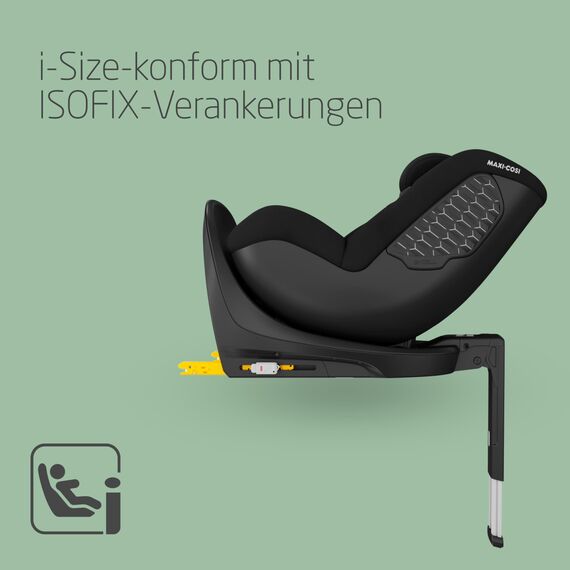 Maxi-Cosi Mica 360 S Comfort, atmungsaktive Stoffe, Autositz 360 Grad drehbar, 0–4 Jahre (40–105 cm), FlexiSpin Drehung, 5 Liegepositionen, G-CELL Schutz, Easy-in Gurthaken, Authentic Black