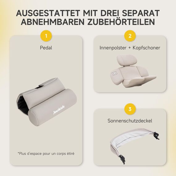 360° i-Size Kindersitz 40-150cm mit ISOFIX, Autositz 360 Drehbar, ab Geburt -12 Jahre,ECE R129 Babyautositz, 12 Kopfstützenpositionen, leichtwaschbar (Beige)