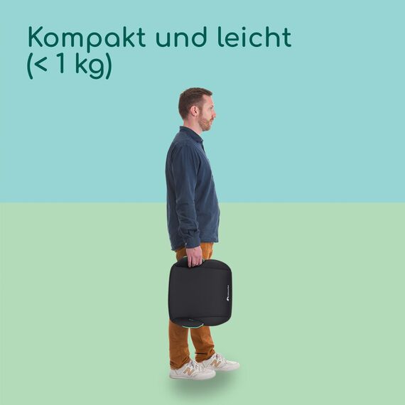 Bebeconfort Manga i-Safe, Kindersitzerhöhung, 6–12 Jahre, 128–150 cm, Folgekindersitz, Kompakt & Leicht (<1 kg), Einfache Gurtmontage, Gepolstert, Soft-Touch-Gewebe, Tinted Black