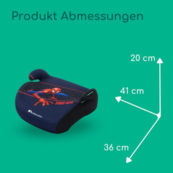 Bebeconfort Marvel Manga i-Safe, Kindersitzerhöhung, Marvel Legends Spiderman Folgekindersitz, 6–12 Jahre, 128–150 cm, 22–36 kg, Leicht, Einfache Installation, Voll gepolstert, Authentic Spiderman