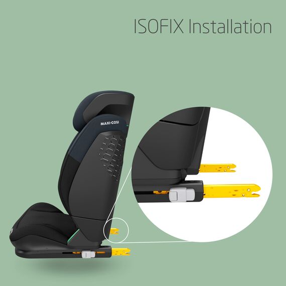 Maxi-Cosi RodiFix S i-Size Kindersitz, 100–150 cm, 3,5–12 Jahre, Autositz Kinder, 3 Liegepositionen, Verstellbare Höhe/Breite, G-CELL Side Impact Protection, AirProtect, Tonal Black
