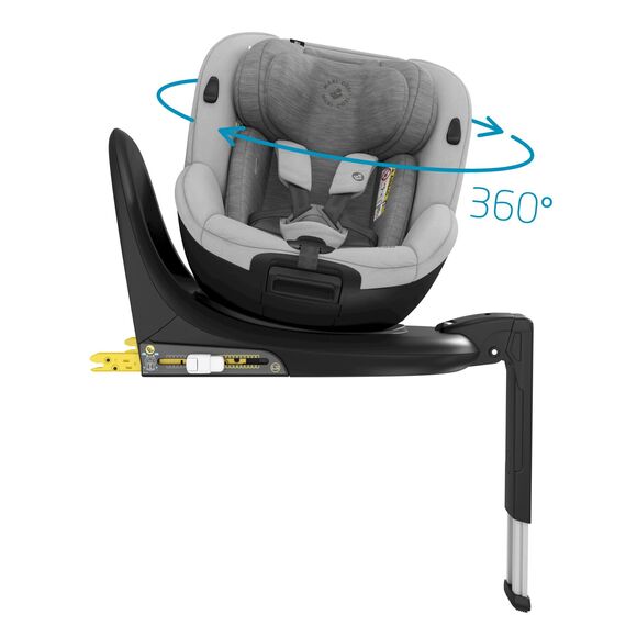 Maxi-Cosi Mica, 360° drehbarer i-Size Kindersitz inkl. ISOFIX Basis, Gruppe 0+/1 Autositz (bis ca. 105 cm / 18 kg), G-CELL Seitenschutz, nutzbar ab der Geburt bis ca. 4 Jahre, Authentic Grey