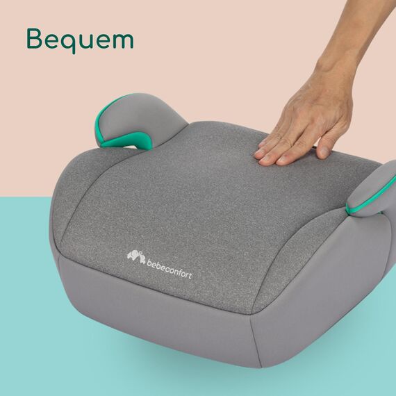 Bebeconfort Manga i-Safe, Kindersitzerhöhung, 6–12 Jahre, 128–150 cm, Folgekindersitz, Kompakt & Leicht (<1 kg), Einfache Gurtmontage, Gepolstert, Soft-Touch-Gewebe, Tinted Grey