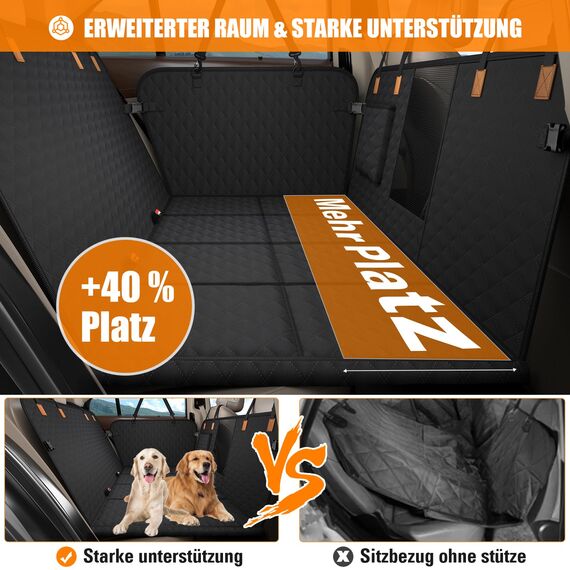 BMaoBBo Hundedecke Auto Rückbank[127x62cm],Wasserdicht,Kratzfest mit Hartschale (300 Pfund Traglast),Rücksitzschutz für SUV & Familienauto,Abnehmbar, Waschbar mit Belüftungsnetz & Tasche (Schwarz)