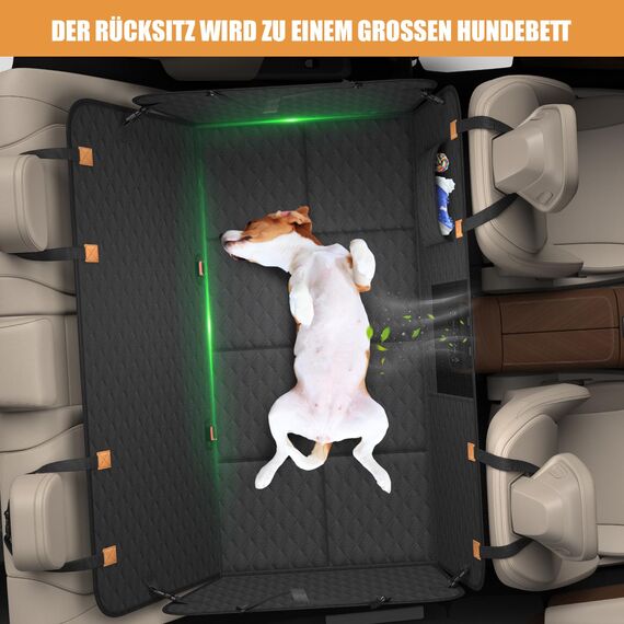 BMaoBBo Hundedecke Auto Rückbank[127x62cm],Wasserdicht,Kratzfest mit Hartschale (300 Pfund Traglast),Rücksitzschutz für SUV & Familienauto,Abnehmbar, Waschbar mit Belüftungsnetz & Tasche (Schwarz)
