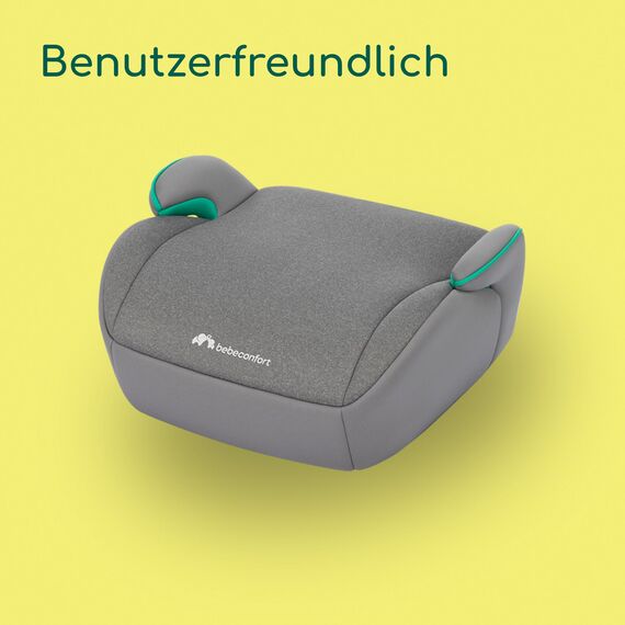Bebeconfort Manga i-Safe, Kindersitzerhöhung, 6–12 Jahre, 128–150 cm, Folgekindersitz, Kompakt & Leicht (<1 kg), Einfache Gurtmontage, Gepolstert, Soft-Touch-Gewebe, Tinted Grey