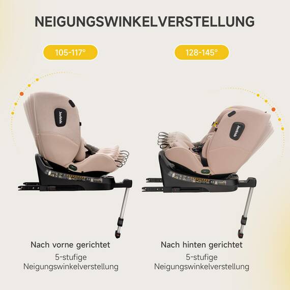 Jovikids 360° Drehbar Kindersitz mit ISOFIX, i-Size 40-150cm(ab Geburt -12 Jahre) Baby Autositz Reboarder mit Liegefunktion & Abnehmbar Vordach, ECE R129 (Pink)