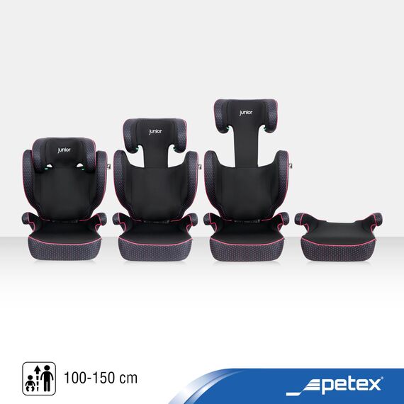 PETEX Auto-Kindersitz mit ISOFIX - Basic Plus i-Size Norm nach ECE R129 für Kinder von ca. 100-150 cm, höhenverstellbarer Kinderautositz in pink, 1 Stück