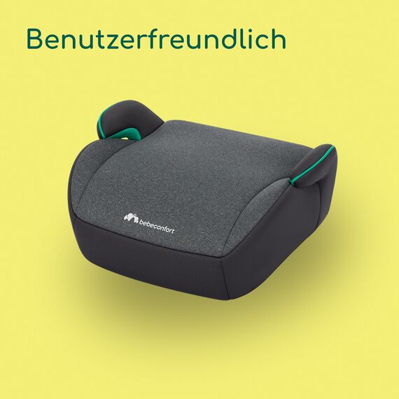 Bebeconfort Manga i-Safe, Kindersitzerhöhung, 6–12 Jahre, 128–150 cm, Folgekindersitz, Kompakt & Leicht (<1 kg), Einfache Gurtmontage, Gepolstert, Soft-Touch-Gewebe, Tinted Black