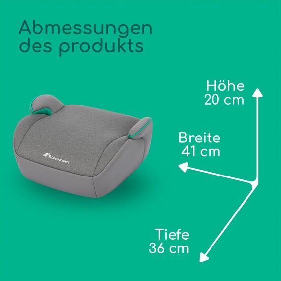Bebeconfort Manga i-Safe, Kindersitzerhöhung, 6–12 Jahre, 128–150 cm, Folgekindersitz, Kompakt & Leicht (<1 kg), Einfache Gurtmontage, Gepolstert, Soft-Touch-Gewebe, Tinted Grey