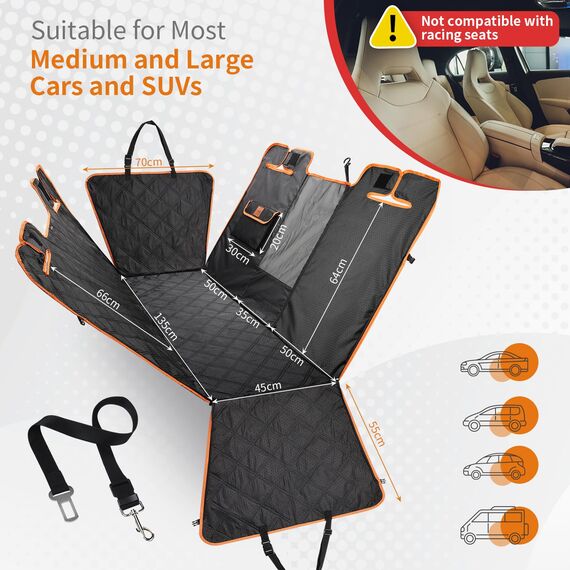 KYG Hundedecke Auto Rückbank Autoschondecke Hund Rücksitz wasserdicht & Kratzfest Auto Hundedecke Rücksitz für PKWs und SUVs mit Seitenschutz und Sichtfenster 135x175cm