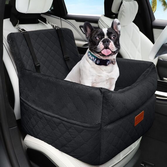 Hunde Autositz für kleine bis mittlere Hunde, Waschbarer hundesitz Auto mit Aufbewahrungstaschen, Ansteckbare Leine,verdickter Hundeautositz Sitzerhöhung Hundebett Auto für Rückbank Vordersitz
