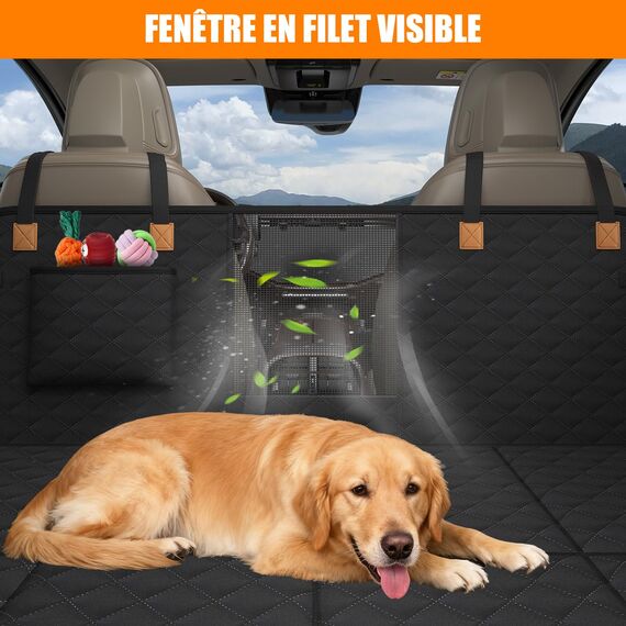 BMaoBBo Hundedecke Auto Rückbank[127x62cm],Wasserdicht,Kratzfest mit Hartschale (300 Pfund Traglast),Rücksitzschutz für SUV & Familienauto,Abnehmbar, Waschbar mit Belüftungsnetz & Tasche (Schwarz)
