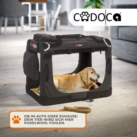 CADOCA® Hundebox Hundetransportbox faltbar robust M 60x42x44cm atmungsaktiv Transporttasche Haustiertransportbox Hundetragetasche Anthrazit