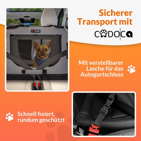 CADOCA® Hundebox Hundetransportbox faltbar robust M 60x42x44cm atmungsaktiv Transporttasche Haustiertransportbox Hundetragetasche Grau