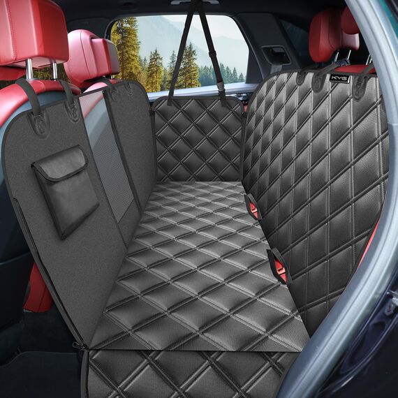 KYG Hundedecke für Auto Rückbank, Rücksitz mit Seitenschutz und Sichtfenster, Kratzfeste und Wasserabweisende Autodecke Hund, Hundematte für Auto Rücksitzbank, 135 x 148 cm Schwarz