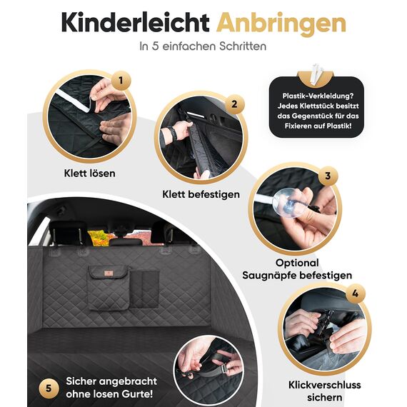 HELDENWERK Kofferraumschutz Hund gesteppt mit Seiten- und Ladekantenschutz I Hundedecke Auto Kofferraum Wasserdicht & Kratzfest I Universal Kofferraum Schutzmatte für Hunde