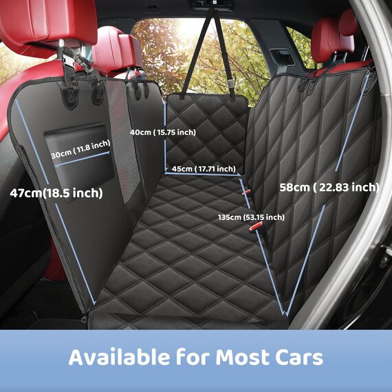 KYG Hundedecke für Auto Rückbank, Rücksitz mit Seitenschutz und Sichtfenster, Kratzfeste und Wasserabweisende Autodecke Hund, Hundematte für Auto Rücksitzbank, 135 x 148 cm Schwarz