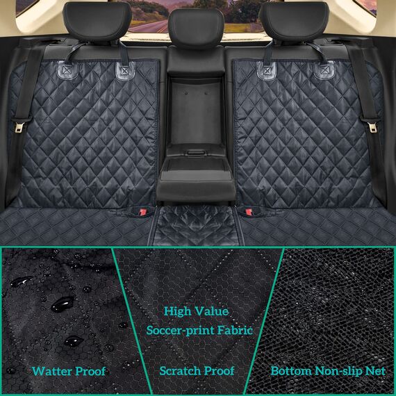 ANOSOSPECIAL Grauer Hunde-Autositzbezug für Rücksitz, Haustierfreundlich und wasserdicht, universelle Passform, Innenschutz für Auto, Van, SUV – ideal für Kinder und Haustiere