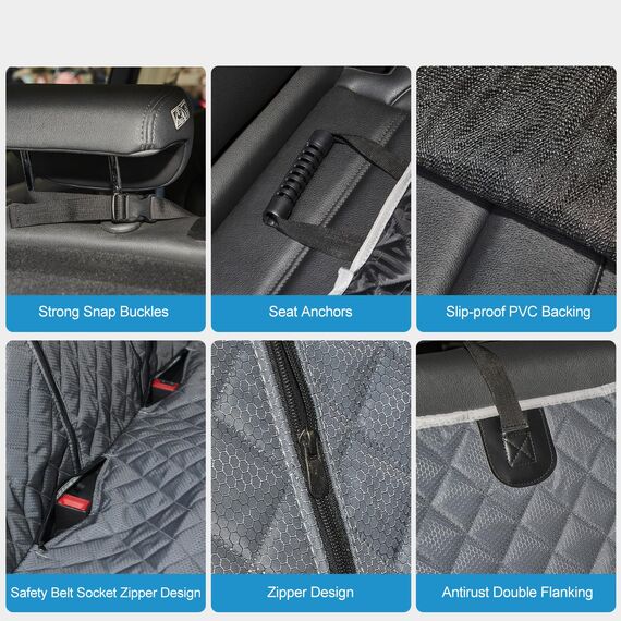 ANOSOSPECIAL Grauer Hunde-Autositzbezug für Rücksitz, Größe XL, haustierfreundlich und wasserdicht, universelle Passform, Innenschutz für Auto, Van, SUV – ideal für Kinder
