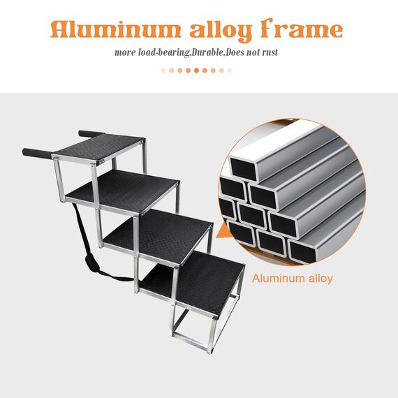 Bounabay hundetreppe große Hunde - Hundetreppe Auto 4 Stufen - Klappbare Aluminium Hundetreppe Ultra-Leicht - Hochwertige Autotreppe für Hunde bis 75kg