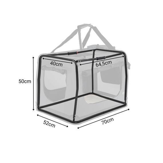lionto Hundetransportbox faltbar für Reise & Auto, 70x52x50 cm, stabile Transportbox mit Tragegriffen & Decke für Katzen & Hunde bis 15 kg, robuste Hundebox aus Stoff für klein & groß, grau