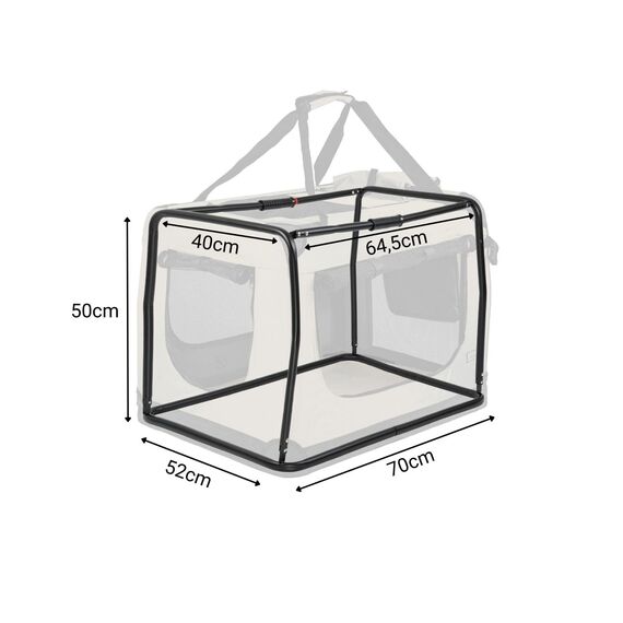 lionto Hundetransportbox faltbar für Reise & Auto, 70x52x50 cm, stabile Transportbox mit Tragegriffen & Decke für Katzen & Hunde bis 15 kg, robuste Hundebox aus Stoff für klein & groß, beige