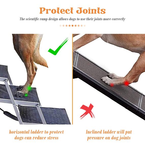 Bounabay hundetreppe große Hunde - Hundetreppe Auto 4 Stufen - Klappbare Aluminium Hundetreppe Ultra-Leicht - Hochwertige Autotreppe für Hunde bis 75kg