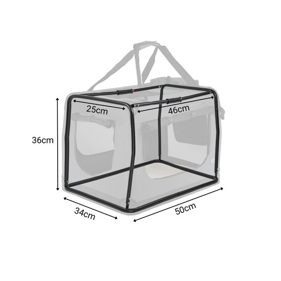 lionto Hundetransportbox faltbar für Reise & Auto, 50x34x36 cm, stabile Transportbox mit Tragegriffen & Decke für Katzen & Hunde bis 10 kg, Hundebox aus Stoff für klein & groß, grau (Namensaufdruck)