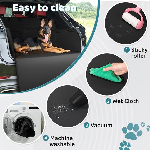 KYG Kofferraumschutz Hund Universelle wasserdichte & Widerstandsfähige Kofferraum Schutzmatte Hund mit Seitenschutz Kofferraumschutz Leicht zu reinigen für Auto, SUV & LKW, 185 * 105 * 38cm - Schwarz