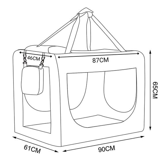 lionto Hundetransportbox faltbar für Reise & Auto, 90x61x65 cm, stabile Transportbox mit Tragegriffen & Decke für Katzen & Hunde bis 22 kg, robuste Hundebox aus Stoff für klein & groß, dunkelrot