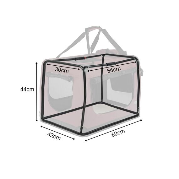 lionto Hundetransportbox faltbar für Reise & Auto, 60x42x44 cm, stabile Transportbox mit Tragegriffen & Decke für Katzen & Hunde bis 12 kg, robuste Hundebox aus Stoff für klein & groß, dunkelrot