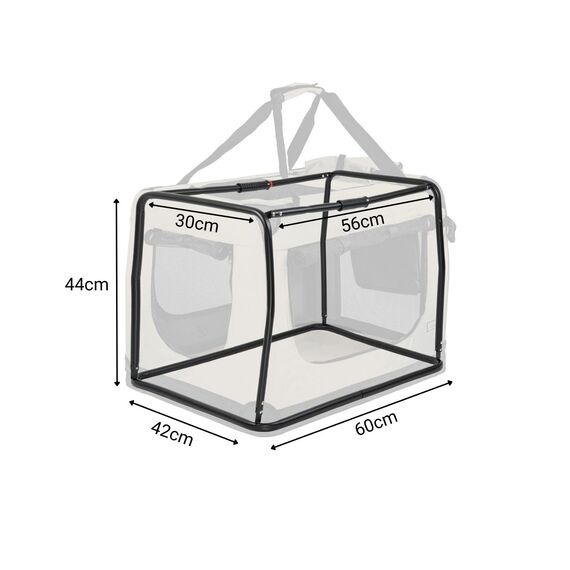 lionto Hundetransportbox faltbar für Reise & Auto, 60x42x44 cm, stabile Transportbox mit Tragegriffen & Decke für Katzen & Hunde bis 12 kg, Hundebox aus Stoff für klein & groß, beige (Namensaufdruck)