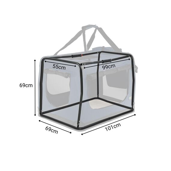 lionto Hundetransportbox faltbar für Reise & Auto, 101x69x70 cm, stabile Transportbox mit Tragegriffen & Decke für Katzen & Hunde bis 25 kg, robuste Hundebox aus Stoff für klein & groß, dunkelblau