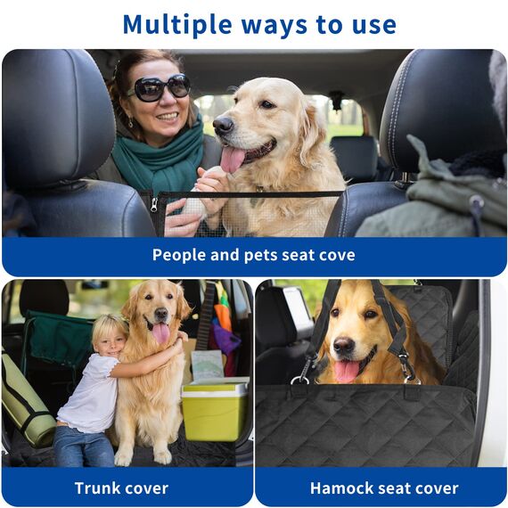 Sosayet Hundedecke Auto Rückbank - 4-in-1 Autoschondecke für Hunde mit Seitenschutz, Sichtfenster & Sicherheitsgurt - Wasserdicht, rutschfest, Kratzfest - 137 x 147 cm für PKW, SUV & Van
