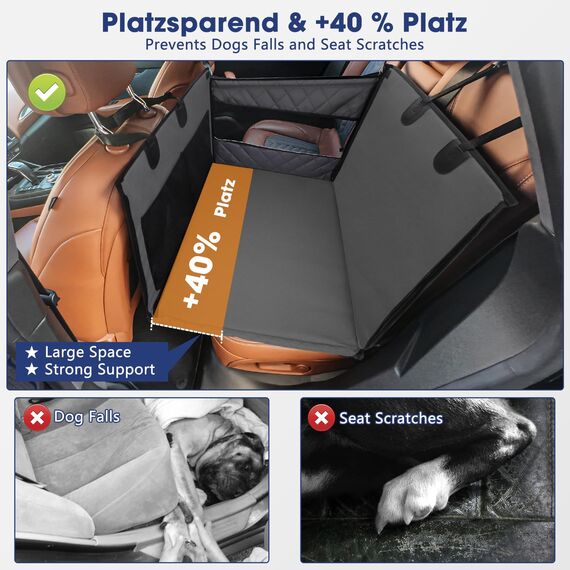 MIXJOY Hunde Autositz Extra Stabiler, Hundesitz Auto Wasserdichter Rutschfester Hundeautositz Hundesitz Mittlere/Großer Hunde, Verstärkter Hundesitz Auto Rückbank mit 4 Befestigungsgurten
