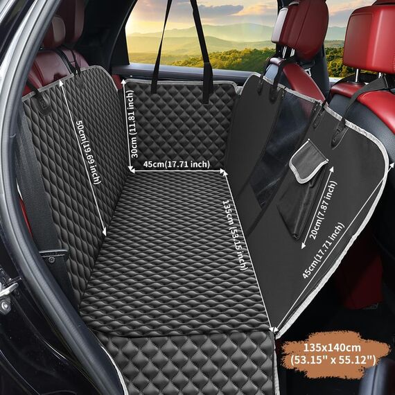 KYG Hundedecke Auto Rückbank, Autoschondecke Hund Rücksitz Seitenschutz und Sichtfenster Wasserdichter, Rutschfester, Hunde Autodecke, Autodecke für den Rücksitz 135 x 140 cm