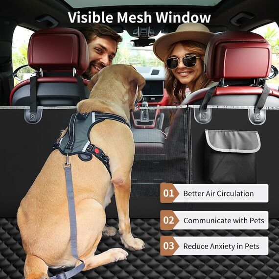 KYG Hundedecke Auto Rückbank, Autoschondecke Hund Rücksitz Seitenschutz und Sichtfenster Wasserdichter, Rutschfester, Hunde Autodecke, Autodecke für den Rücksitz 135 x 140 cm