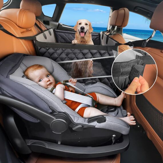MIXJOY Hunde Autositz Extra Stabiler, Hundesitz Auto Wasserdichter Rutschfester Hundeautositz Hundesitz Mittlere/Großer Hunde, Verstärkter Hundesitz Auto Rückbank mit 4 Befestigungsgurten