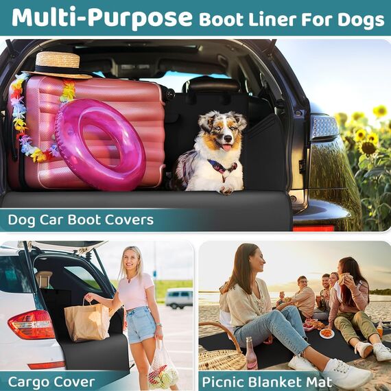 KYG Kofferraumschutz Hund Universelle wasserdichte & Widerstandsfähige Kofferraum Schutzmatte Hund mit Seitenschutz Kofferraumschutz Leicht zu reinigen für Auto, SUV & LKW, 185 * 105 * 38cm - Schwarz