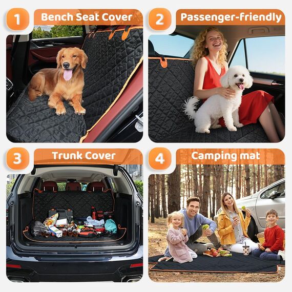 KYG Autoschondecke, Hunde-Autositzbezug für Rücksitz mit 1 Hundesitzgurt, Kratzfest & Wasserdicht Hundedecke Auto Rückbank für die meisten Autos LKWs SUVs 132x58x46cm