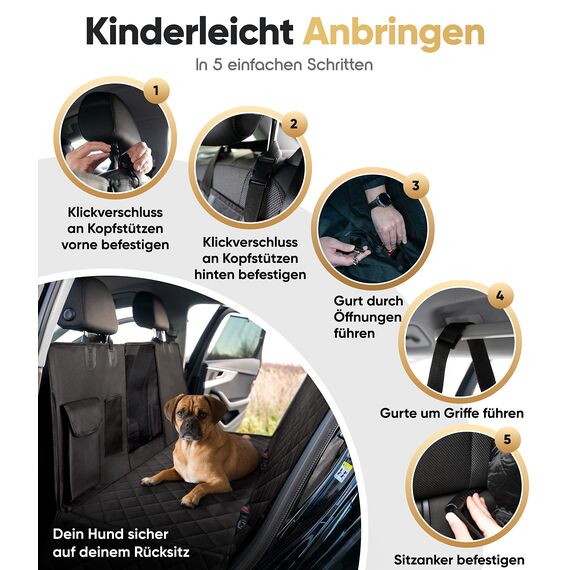 HELDENWERK Autoschondecke Hund Rücksitz wasserdicht & Kratzfest - Universal Hundedecke für Auto Rückbank inkl. Seitenschutz und Sichtfenster - Hunde Autodecke, Rückbank Schutz