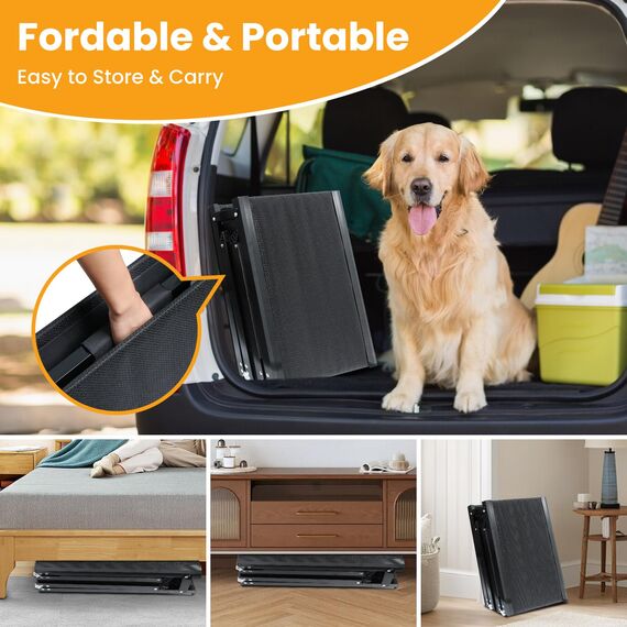 Hunderampe Auto Klappbar, Extra Lange 180cm Hunderampe Auto Große Hunde, rutschfest Hunderampen für Autos, SUV, LKW & Outdoor Treppen, 44cm Breiter Hunde Rampe für Große Und Mittel Hunde Bis 110kg