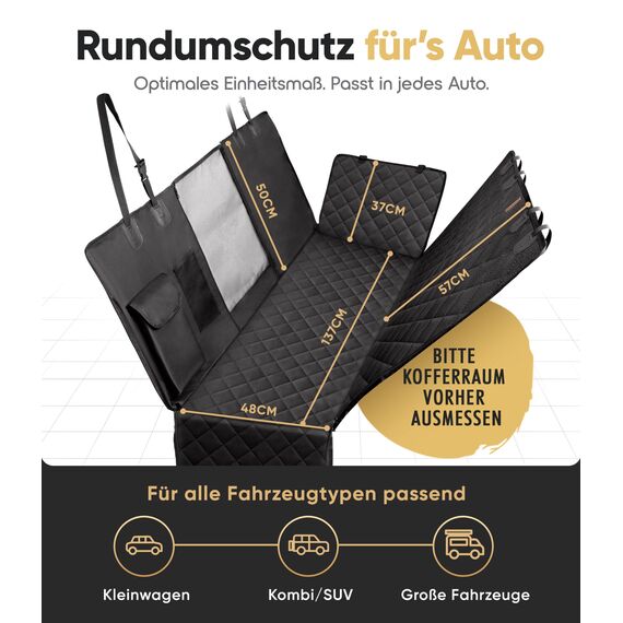 HELDENWERK Autoschondecke Hund Rücksitz wasserdicht & Kratzfest - Universal Hundedecke für Auto Rückbank inkl. Seitenschutz und Sichtfenster - Hunde Autodecke, Rückbank Schutz
