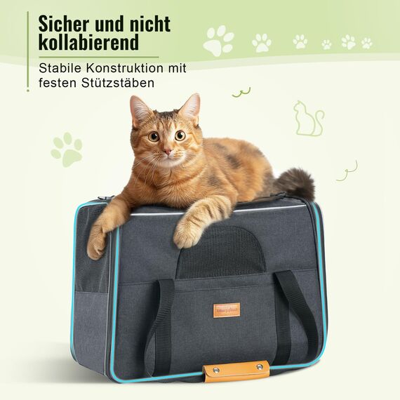 Morpilot Katzentransportbox für große Katzen und Welpen bis 7kg, Katzenbox Hundetasche mit Sicherheit Reißverschlüsse Faltbare Schale, Transportbox Katze Hunde für Der Gang zum Tierarzt Auto Fugzeug