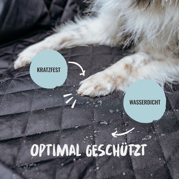 Rudelkönig Hundedecke Auto Rückbank - Wasserabweisende Autodecke für Hunde mit Seitenschutz und Sichtfenster - Kratzfeste Autoschondecke Hund Rücksitz