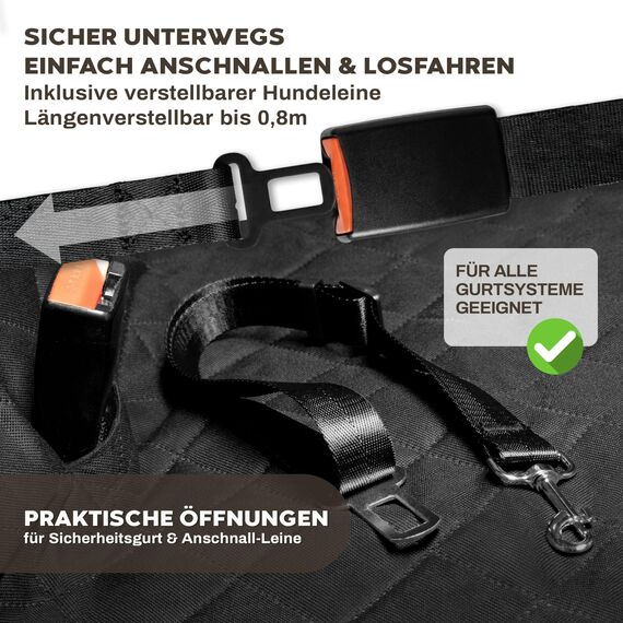 Hainberger Hundedecke Auto Rückbank Wasserabweisende Kratzfeste Autodecke für Hunde wasserdichte rutschfeste Autoschondecke mit Seitenschutz und Sichtfenster, 4-in-1 Rücksitzschoner 137x147 cm