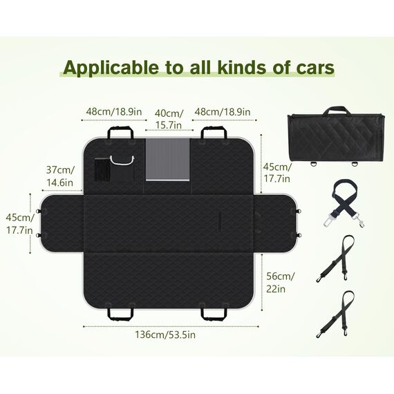 pecute Hundedecke Auto Rückbank mit Seitenschutz, Universale Autoschondecke Hund Rücksitz mit Sichtfenster, Kratzfeste und Wasserabweisende Autodecke Hundematte Auto, Hunde Autositz 146x136cm Schwarz
